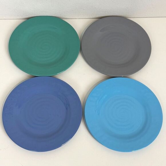 4 Gibson Home Melamine 8.5” Plates Cool Tones - Picture 1 of 7